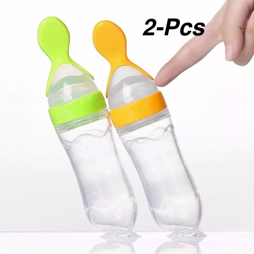 Silicone Baby Squeezing Spoon Feeding Bottle Training Feeder