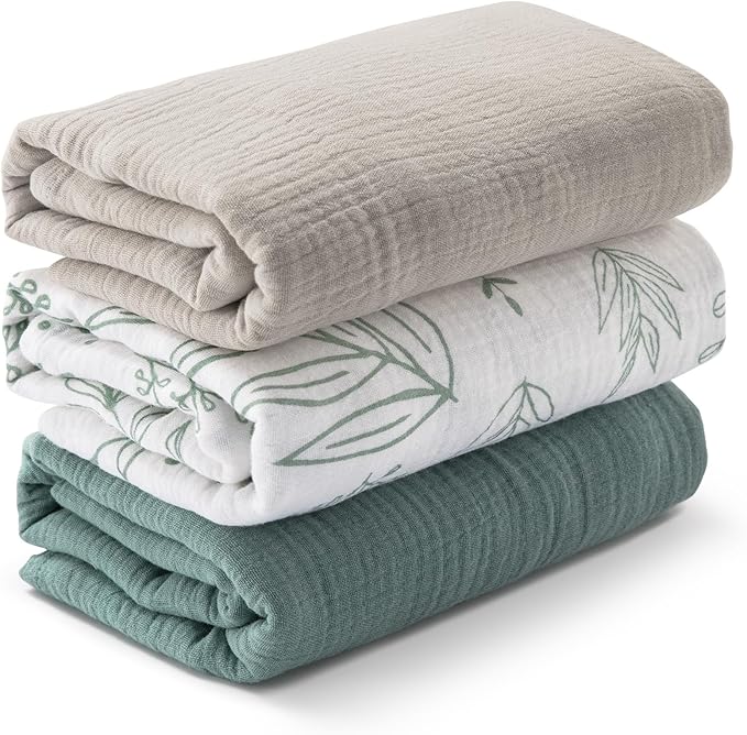3 Pack Muslin Swaddle Blankets for Newborn